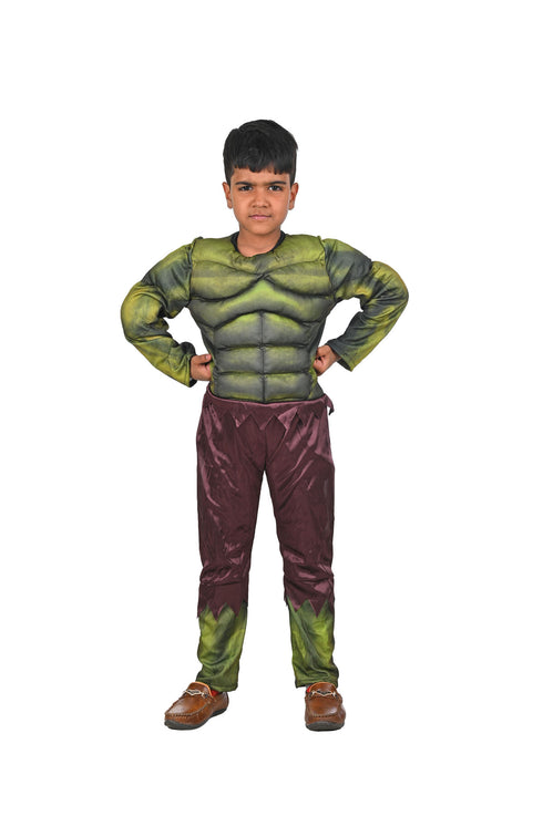 BookMyCostume The Green Smasher Superhero Kids Fancy Dress Costume - Muscle Look - Imported